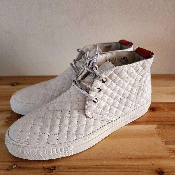 Del Toro Men’s Quilted Alto Chukka White Leather Sneaker Shoe Size 12 main image 11